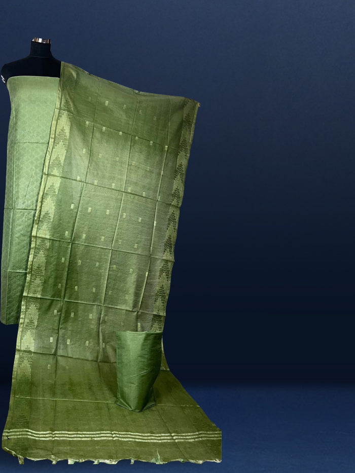 Katan Silk Eclipsing Handcrafted Green Suit (T+B+D)