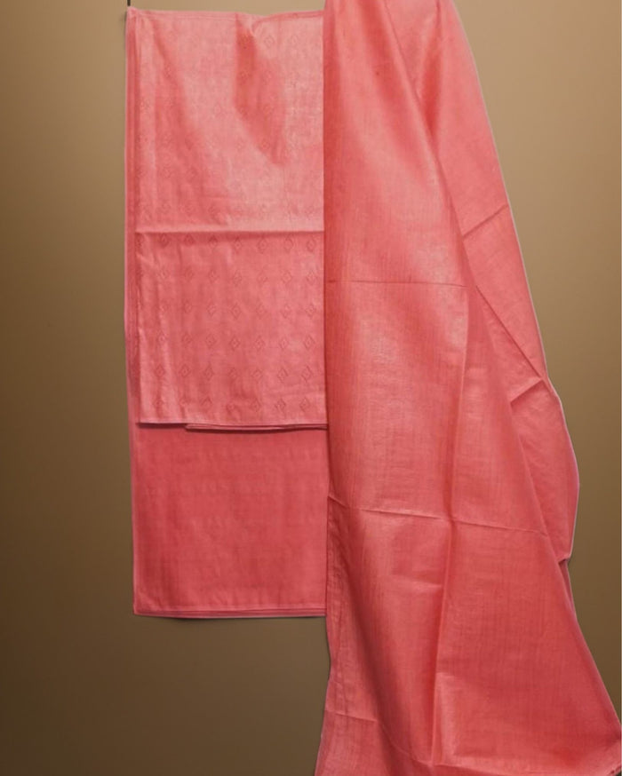 Katan Silk Effulgent Handcrafted Red Suit (T+B+D)