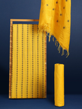 Katan Silk Expressive Handcrafted Yellow Suit (T+B+D)