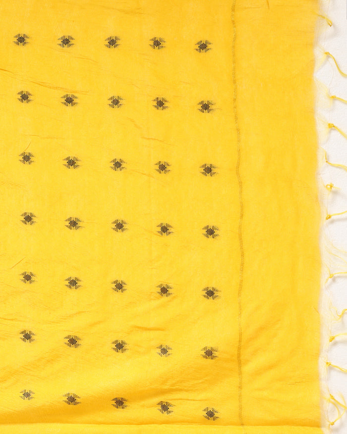 Katan Silk Expressive Handcrafted Yellow Suit (T+B+D)