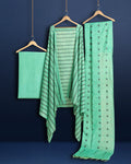 Katan Silk Handcrafted Green Suit (T+B+D)