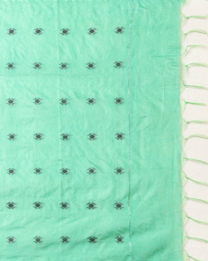 Katan Silk Handcrafted Green Suit (T+B+D)