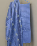 Katan Silk Intricate Handcrafted Blue Suit (T+B+D)