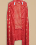 Katan Silk Intriguing Handcrafted Suit (T+B+D) Red