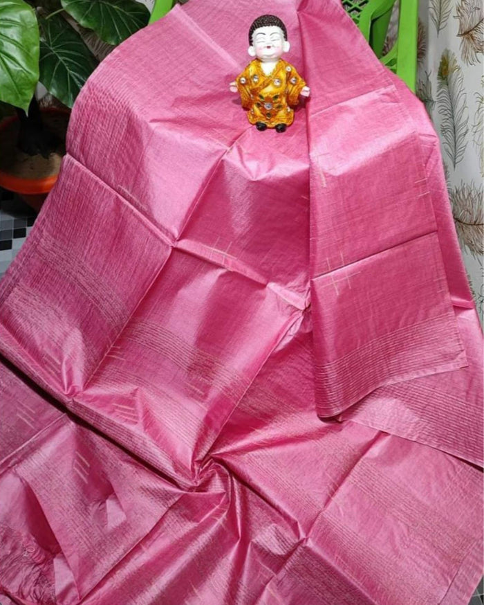 Katan Silk Pink Saree Weaving Design with Blouse-Indiehaat