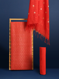 Katan Silk Reflective Handcrafted Red Suit (T+B+D)
