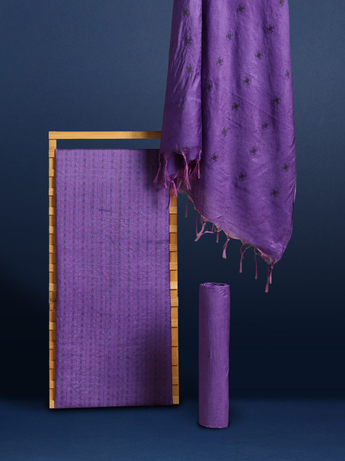 Katan Silk Whispering Handcrafted Purple Suit (T+B+D)
