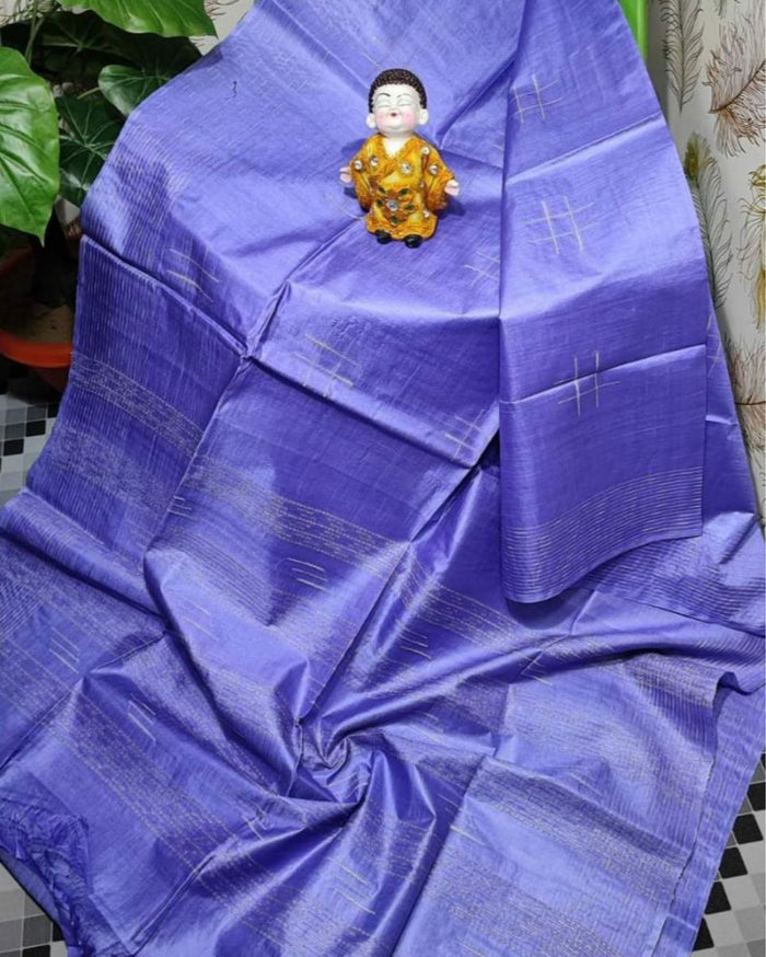 Katan Dark Slate Blue Silk Saree Weaving Design with Blouse-Indiehaat