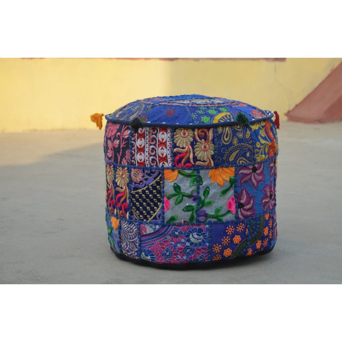 Indiehaat | Luxurious Cotton Morha / Pouffe Cover Kantha Work