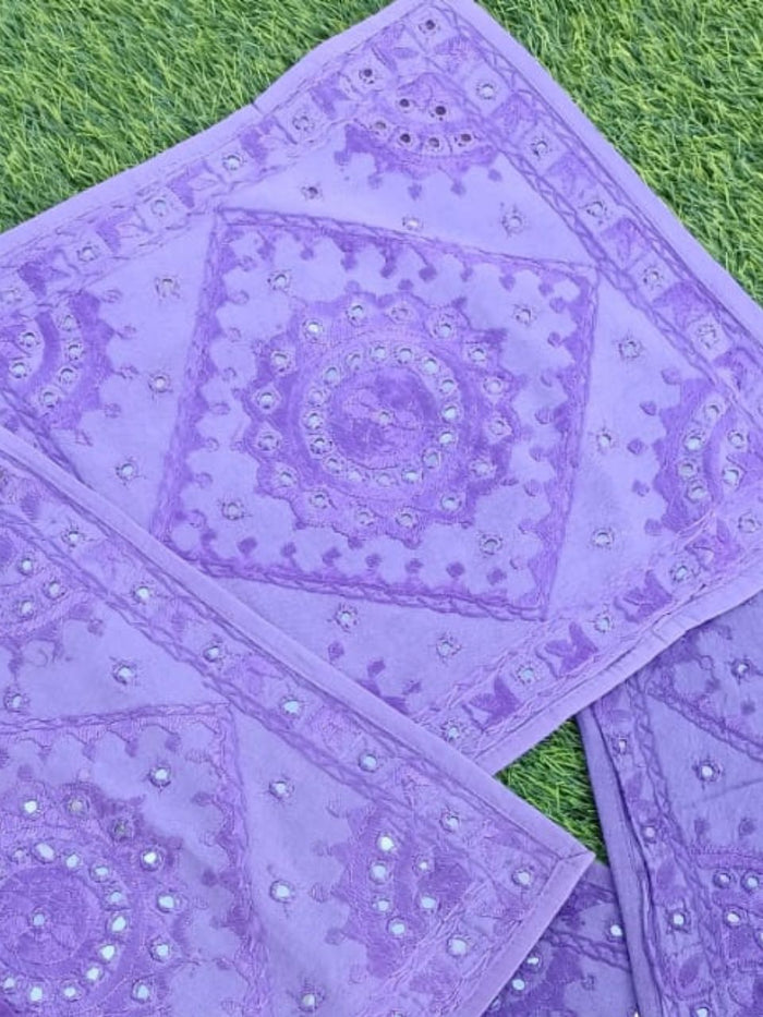 Indiehaat | Handmade Cotton Blue Cushion Covers Mirror Work
