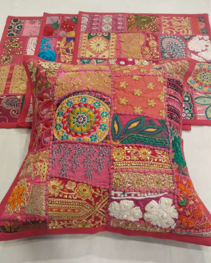 Indiehaat Khamma Ghani Kambadiya Pink Cushion Cover | Elegant DÃƒÂ©cor