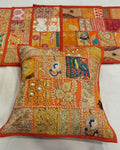 Indiehaat Khamma Ghani Kambadiya Orange Cushion Cover | Elegant DÃƒÂ©cor