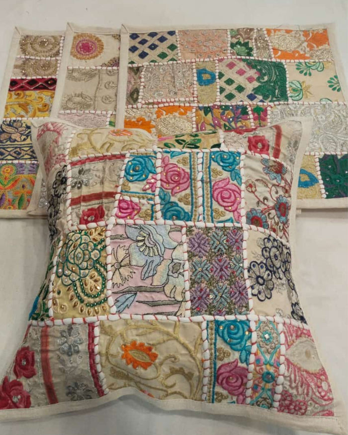 Indiehaat Khamma Ghani Kambadiya White Cushion Cover | Elegant DÃƒÂ©cor