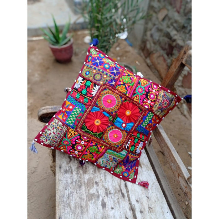 Indiehaat | Khamma Ghani Vibrant Cotton Kantha Cushion Covers