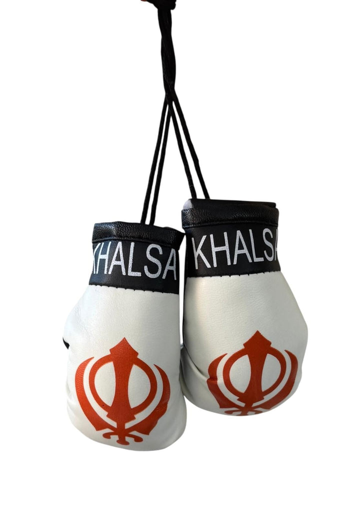 Khanda Boxing Gloves Car Hanging Khalsa Pendant Sikh Gift Rear View Mirror Singh UK ZZ20