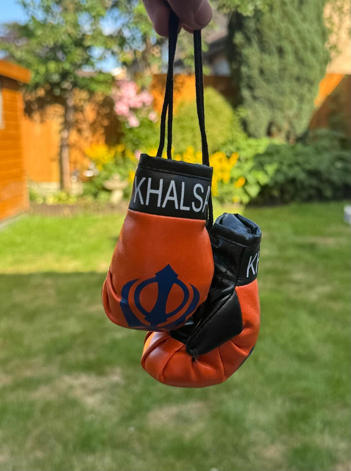 Khanda Boxing Gloves Car Hanging Khalsa Pendant Sikh Gift Rear View Mirror Singh UK ZZ20