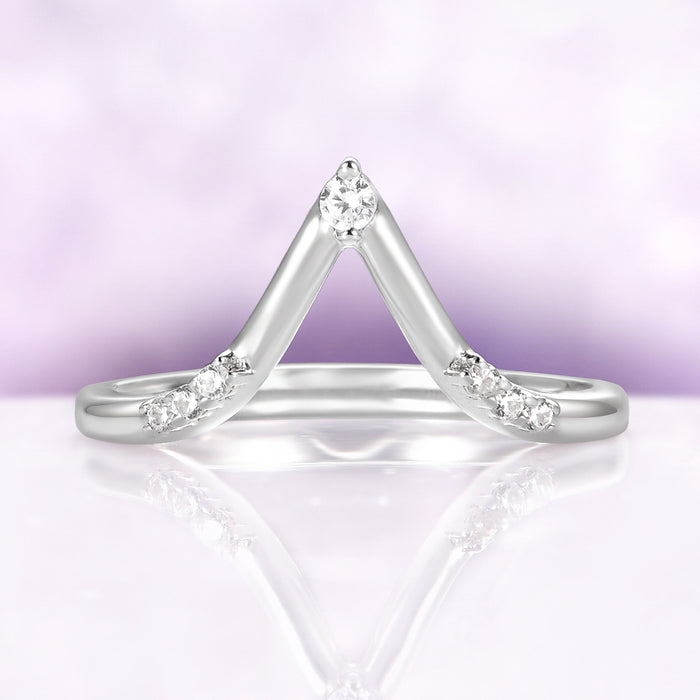 Kite Cut Geometric Tanzanite Ring Set in Sterling Silver by Aquamarise, featuring a V-shaped sterling silver band with sparkling cubic zirconia accents, part of sterling silver and engagement ring collections.