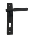 Knurled contemporary door handle on plate 85mm CTC