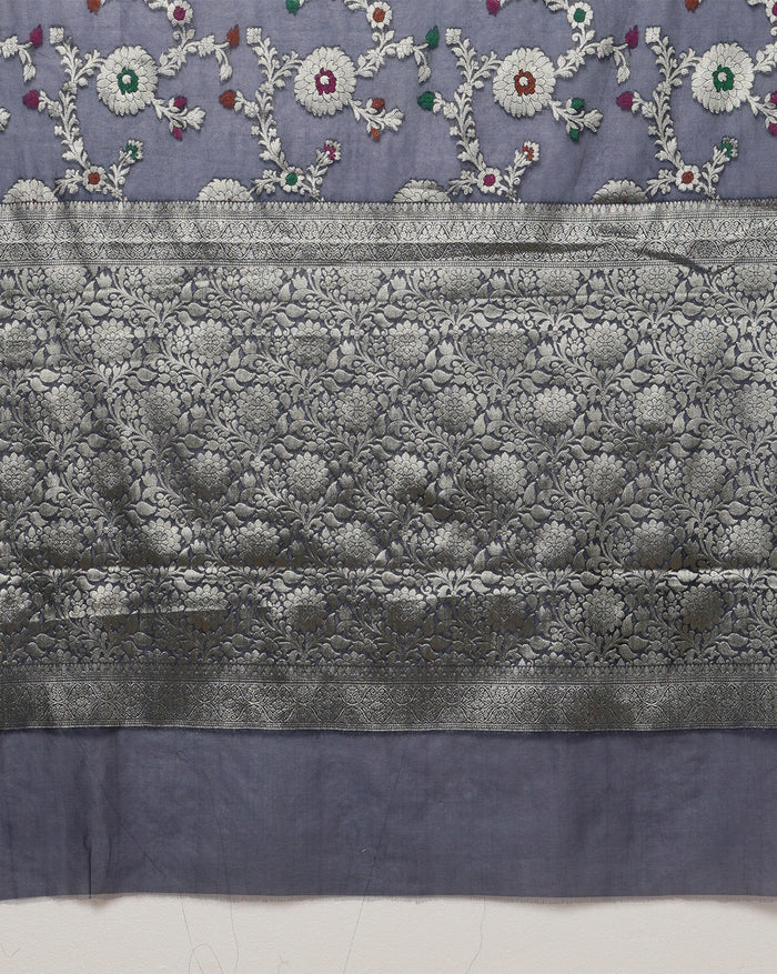 Kota Banarasi Silk Saree Violet Handcrafted