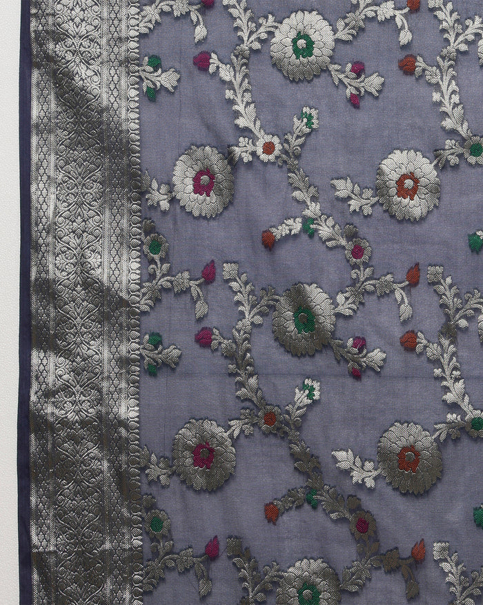 Kota Banarasi Silk Saree Violet Handcrafted