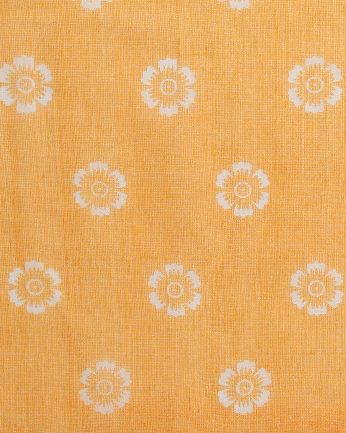 Kota Doria Sarees Embroidery Work Bright Yellow