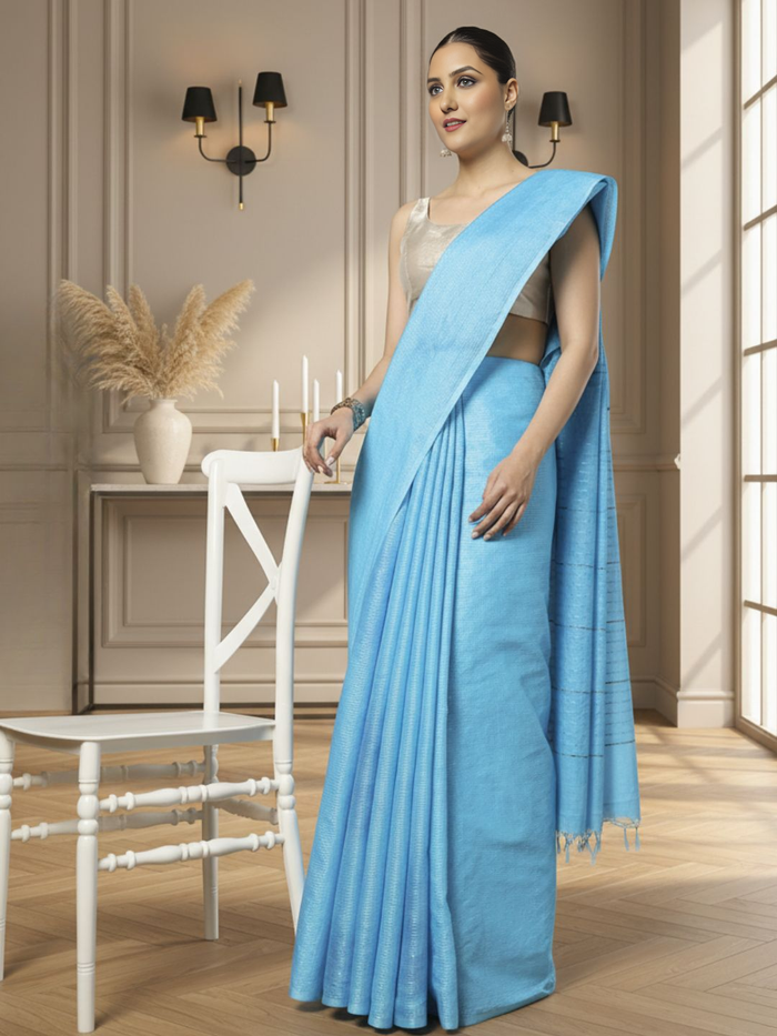 Kota Silk Saree Sequence Pallu & Zig-Zag Design