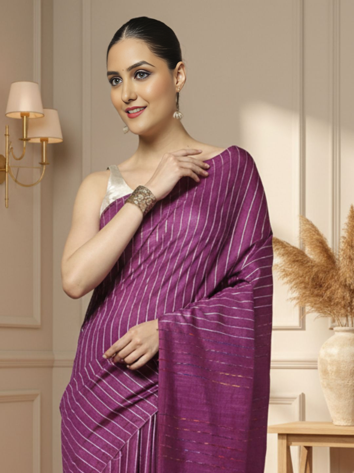 Kota Staple Silk Kantha Pallu Pink Saree