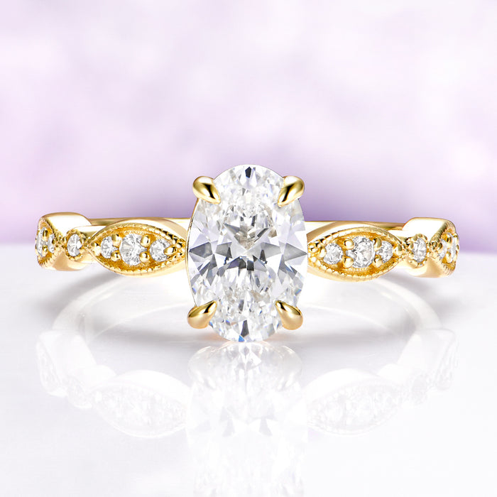 Simulated Diamond Engagement Ring in 14K Yellow Gold Vermeil