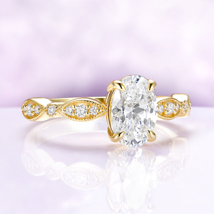 Simulated Diamond Engagement Ring in 14K Yellow Gold Vermeil