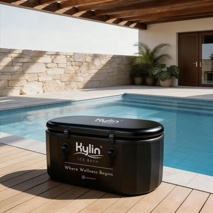 Kylin Portable Oval Ice Bath Tub Cold Plunge 265L - Black