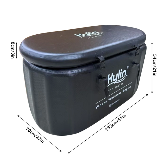 Kylin Portable Oval Ice Bath Tub Cold Plunge 265L - Black