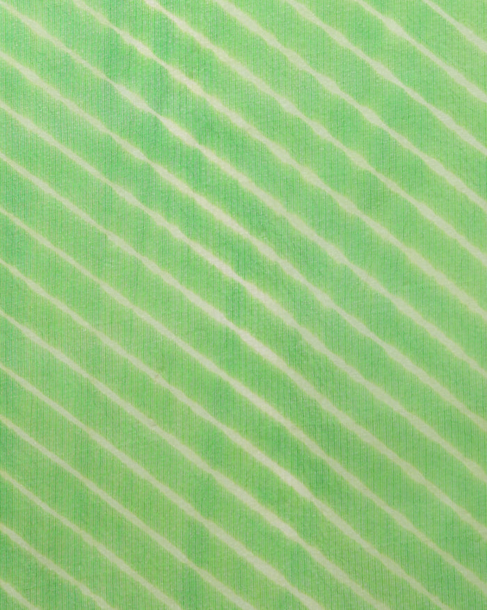 Lehariya Pure Silk Kota Doria Leaf Green Saree Handcrafted