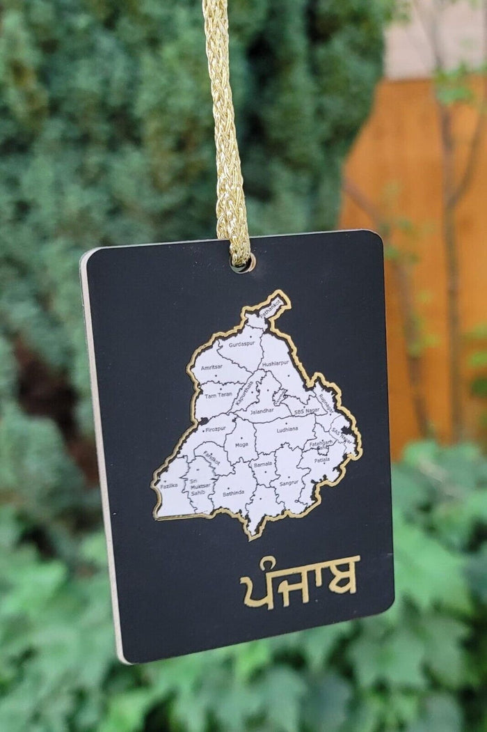Lion Singh Car Mirror HANGER Rabb Sukh Rakhe Bebe Bapu Punjabi Wood Pendant GG10