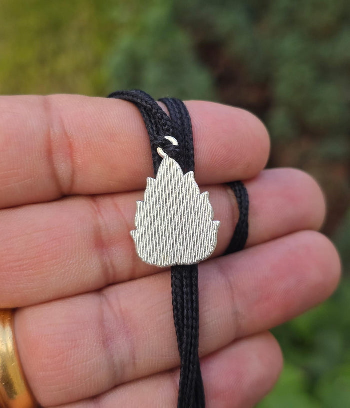 Lord Ganesh Pendant Silver Colour Stainless Steel Nazar Protection UK A38 Hindu black dori Holy Lotus Flower