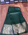 Silk Linen Banarasi Brocade Handloom Darh Slate Gray Saree with Blouse-Indiehaat