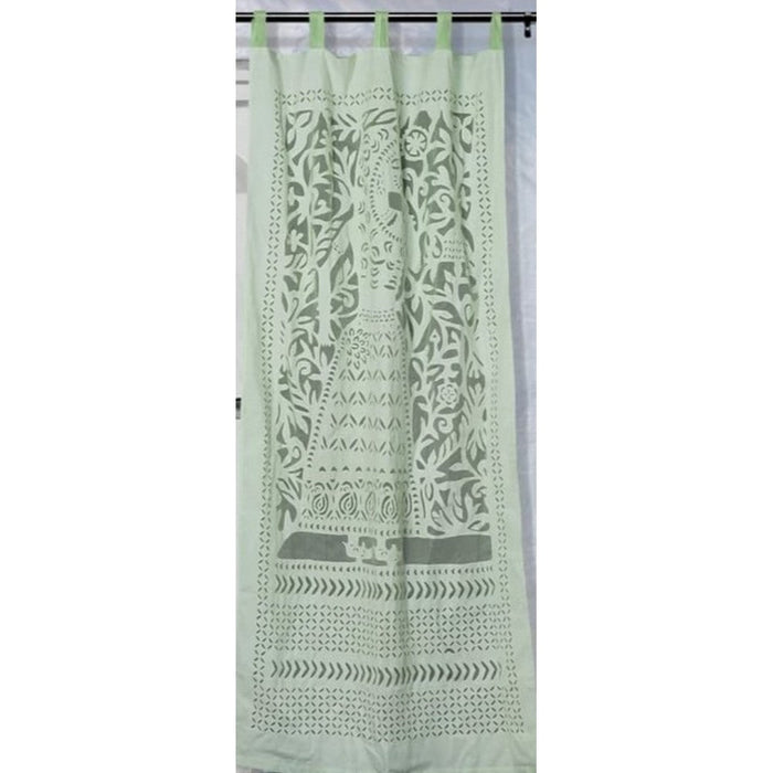 Applique Work Wall Hanging Green Curtain
Size - 44"X84" (3.5 X 7 Ft)-Indiehaat