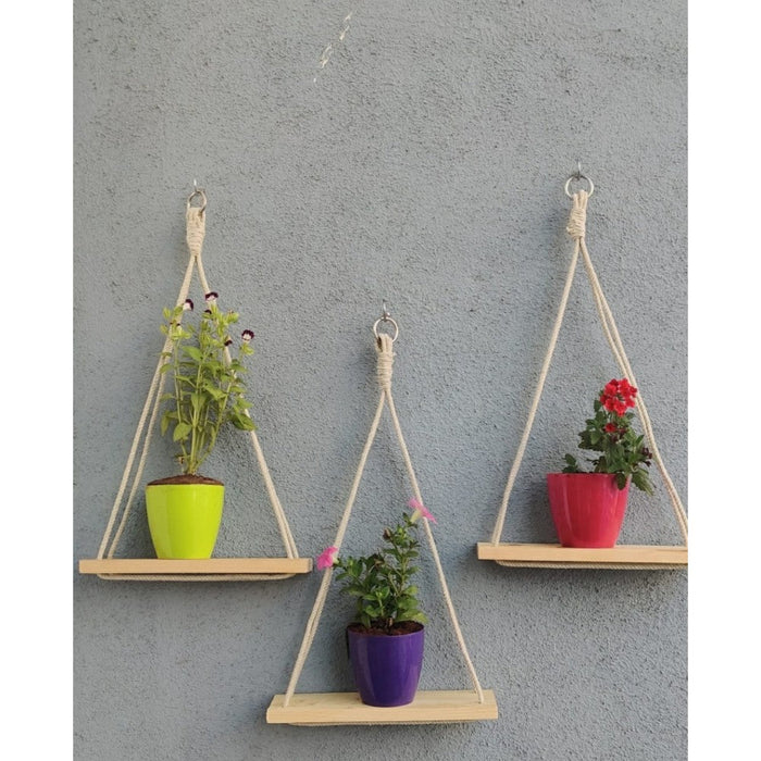 Macrame Set Of 3 Wooden Plank 
Size : 24X12-Indiehaat