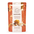 200g Packaging of Nutworks Macadamias Maple Pancake flavour. The pouch shows images of macadamia nuts and pancakes with maple syrup.