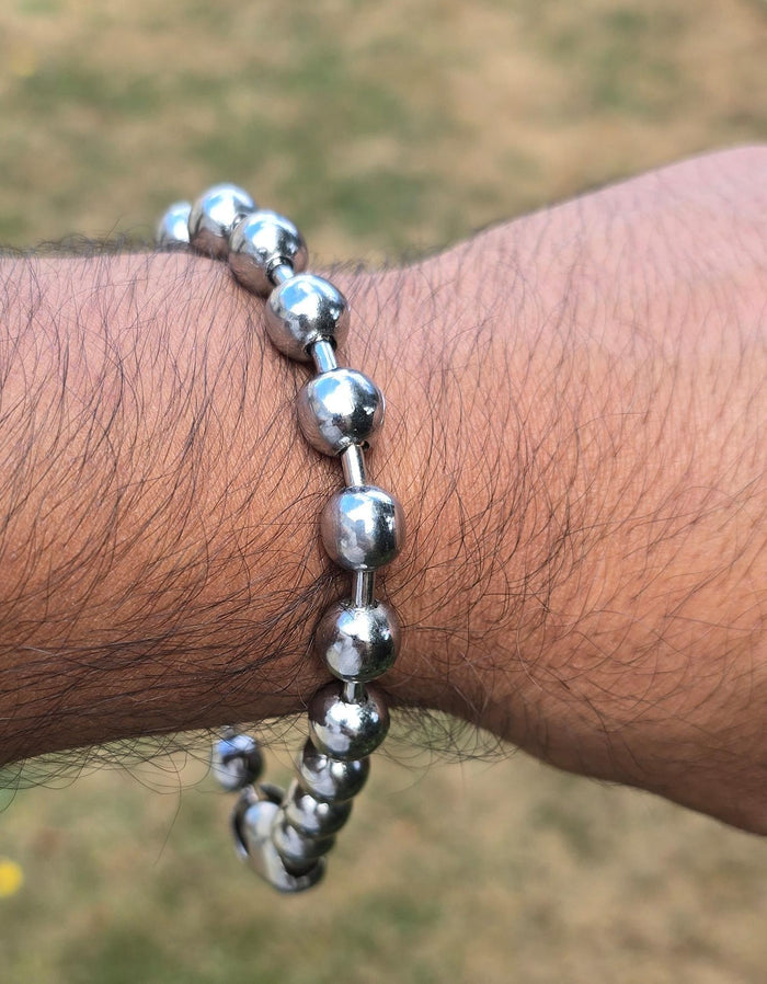Meditation Simarna Bracelet Chrome Plated Iron Manka Praying Beads Talisman Sikh FF2 Simran Simrana