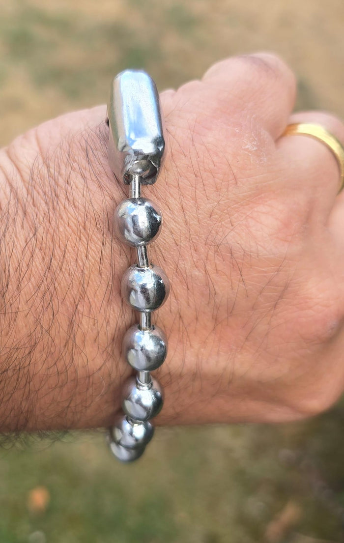 Meditation Simarna Bracelet Chrome Plated Iron Manka Praying Beads Talisman Sikh FF2 Simran Simrana