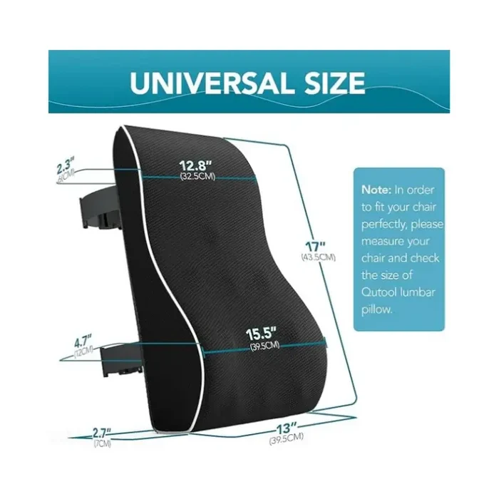 Memory Foam Lumbar Support Pillow Ergonomic Back Cushion Black-4