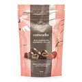 150g Packaging of Milk Chocolate Raspberry Jellies by Nutworks showing the product name and an image of raspberries and chocolate.