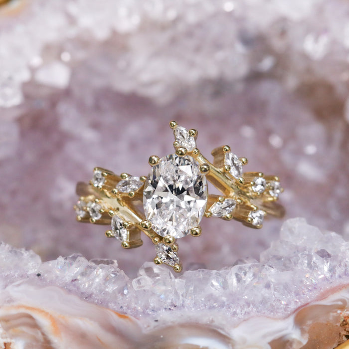 Lavender Mist Purple geode ring box interior by Aquamarise, showing the purple crystal lining and ring slot