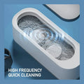 Mini Ultrasonic Jewelry Cleaner machine using high-frequency sound waves to quickly clean small jewelry items