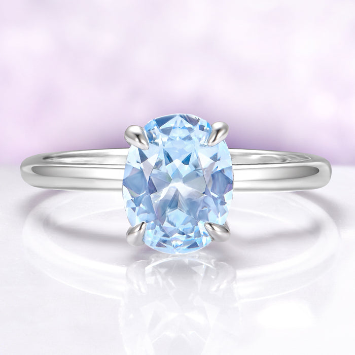 Minimalist Aquamarine Ring in Sterling Silver