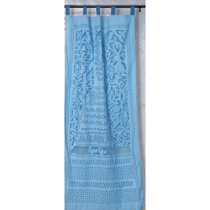 Applique Work Wall Hanging Blue Curtain
Size - 44"X84" (3.5 X 7 Ft)-Indiehaat