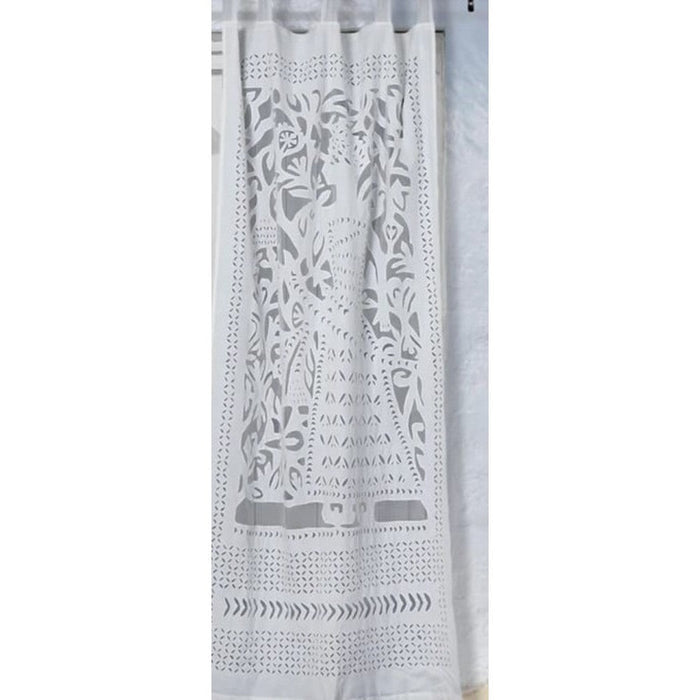 Applique Work Wall Hanging White Curtain
Size - 44"X84" (3.5 X 7 Ft)-Indiehaat