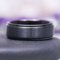 Minimalist Matte Wedding Band in Black Tungsten (8mm) with a sleek, brushed finish and smooth comfort-fit interior by Aquamarise from the Men's Wedding Bands collection.