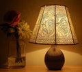 Indiehaat | Misty Flower Kalamkari Handpaited Leather Lamp Shade (11X9 Inch)