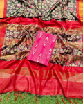 Kota Staple Silk Saree Multicolor Color Madhubani Print with Contrast Blouse - IndieHaat